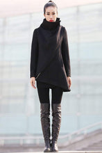 Load image into Gallery viewer, Asymmetrical coat, high collar coat C227
