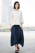 Load image into Gallery viewer, elastic wasit casual linen maxi skirt C374
