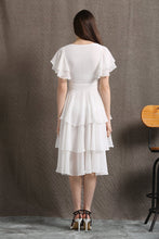 Load image into Gallery viewer, Womens white chiffon midi dress party dress C429
