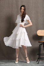 Load image into Gallery viewer, Womens white chiffon midi dress party dress C429
