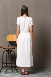 Plus size dress, Linen Dress, maxi linen, white dress woman, woman dress, long dress, plus size clothing, linen dress for women C536