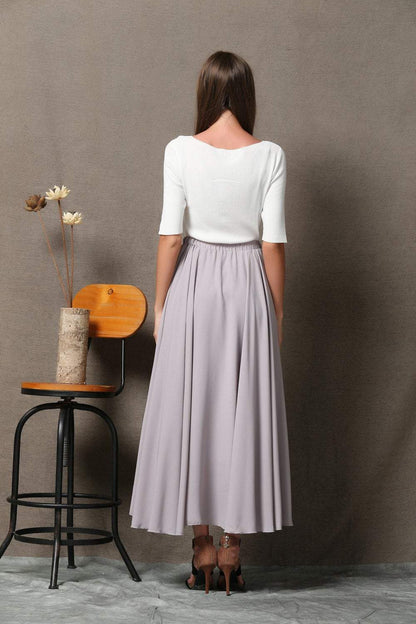 Chiffon skirt, gray chiffon maxi skirt, womens skirts, chiffon maxi skirt, long skirt, wedding skirt, gray chiffon skirt, summer skirt C572