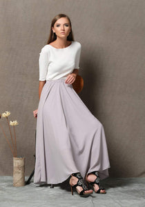 Chiffon skirt, gray chiffon maxi skirt, womens skirts, chiffon maxi skirt, long skirt, wedding skirt, gray chiffon skirt, summer skirt C572