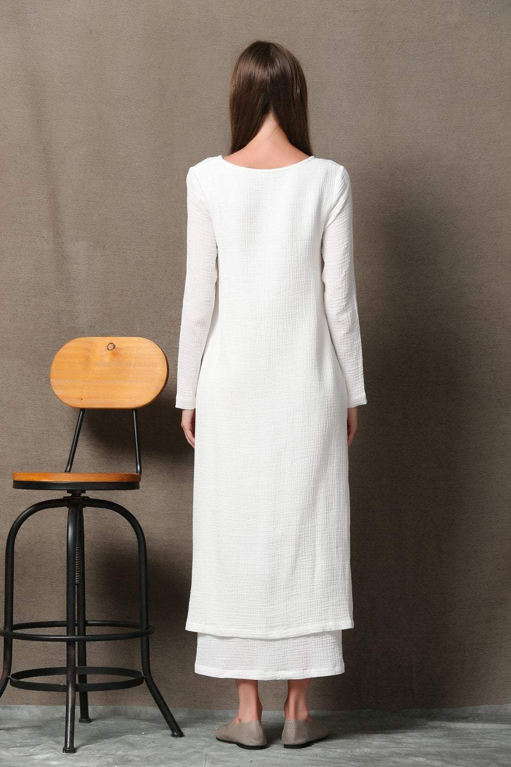 long dress, White linen dress, linen clothing, maxi dress, layered dre YLISTYLE long dress, White linen dress, linen clothing, maxi dress, layered dre YLISTYLE