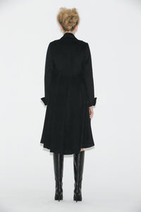 Black vintage inspired wool military coat C664