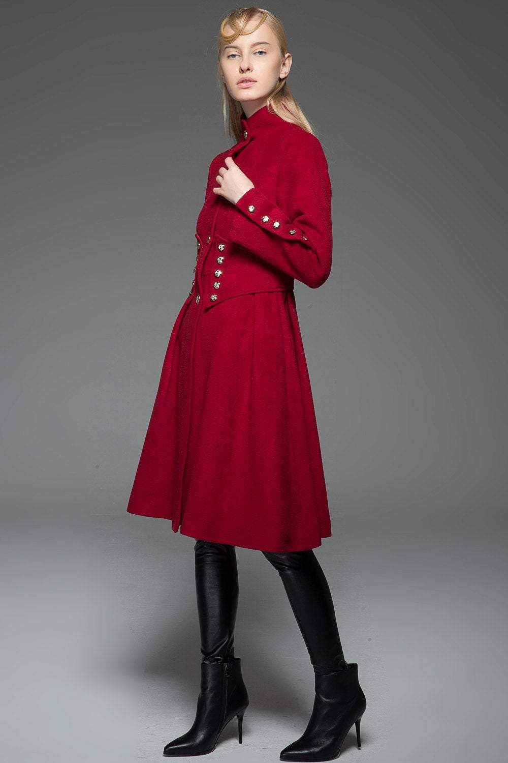 Red Wool Coat, wool coat, winter coat, red jacket, military jacket, womens coat, jackets, coat, long coat, Military coat, coat  C748