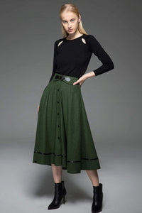 A-Line Winter Warm Midi-Length Skirt C760