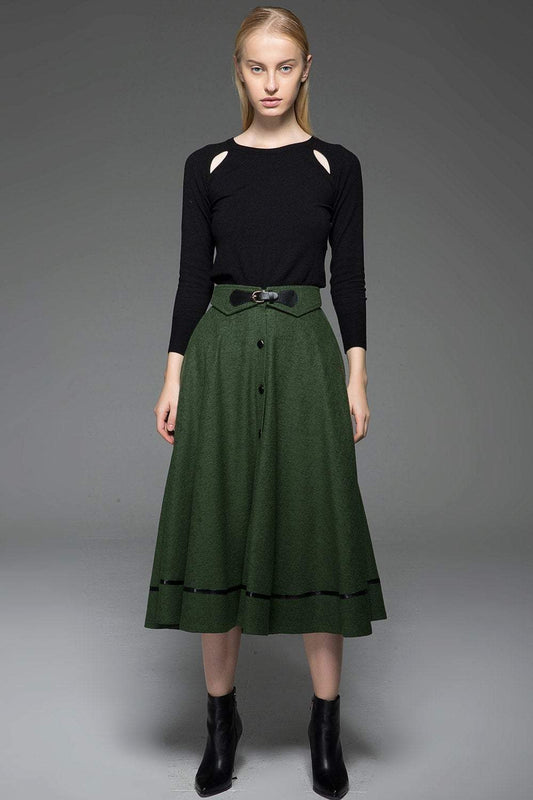 A-Line Winter Warm Midi-Length Skirt C760