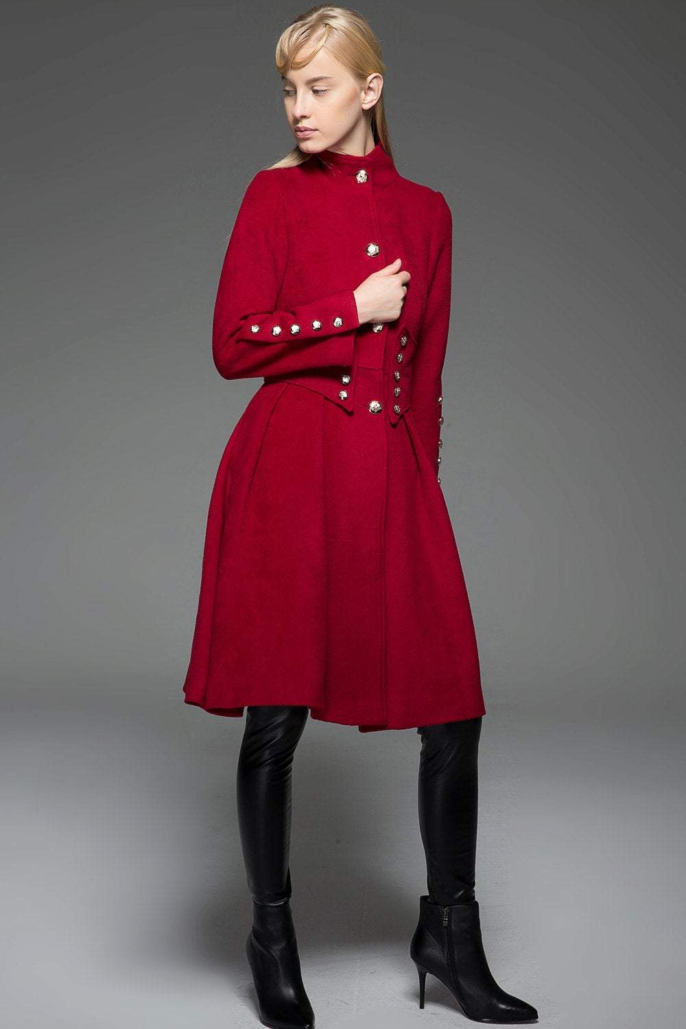Red Wool Coat, wool coat, winter coat, red jacket, military jacket, womens coat, jackets, coat, long coat, Military coat, coat  C748