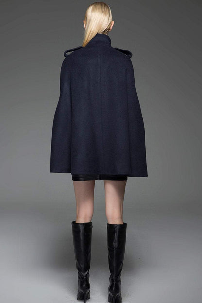 Cape coat, wool cape, womens cape, winter cape, blue cape, womens wool cape, winter warm coat, short coat, handmade cape C754