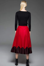 Load image into Gallery viewer, Red skirt, winter skirt, midi skirt, wool skirt, womens skirts, pleated skirt, autumn skirt, handmade skirt, unique skirt C762
