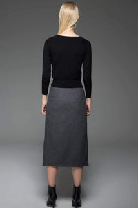 Pencil skirt, wool skirt, asymmetrical skirt, winter skirt, office skirt, formal skirt, unique skirt, designer skirt, gray skirt C763