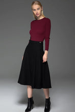 Load image into Gallery viewer, Pleated skirt, black skirt, womens skirt, midi skirt, winter skirt, flare skirt, autumn skirt, wool skirt, classic skirt C771
