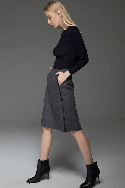 Gray skirt, wool skirt, winter skirt, womens skirts, midi skirt, gray wool skirt, office skirt, wool skirt women, winter wool skirt C774