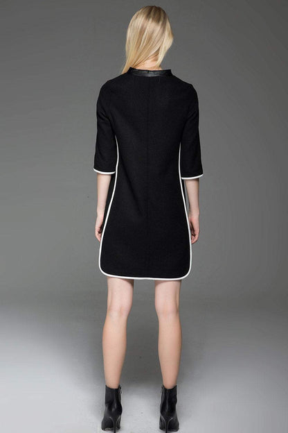 Chanel Style Dress - Black Wool Mini Dress  C778