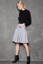 Load image into Gallery viewer, wool skirt, gey skirt, Skater skirt, winter skirt, tea length skirt, pleated skirt, womens skirts, mini skirt, handmade skirt C731
