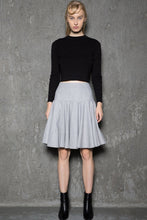 Load image into Gallery viewer, wool skirt, gey skirt, Skater skirt, winter skirt, tea length skirt, pleated skirt, womens skirts, mini skirt, handmade skirt C731
