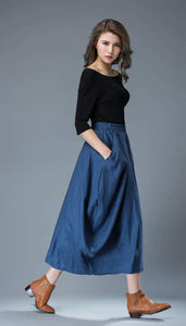 women's bubble linen skirt C826