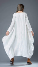 Load image into Gallery viewer, White dress, linen dress, long linen dress, maxi dress, casual dress, loose linen dress, long sleeves dress, oversized dress C821
