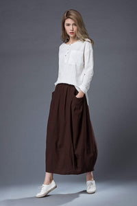 Long linen skirt, Brown Linen Skirt, linen skirt, long linen skirt with pockets, summer skirt, linen summer skirt, handmade skirt C861