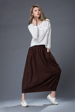 Load image into Gallery viewer, Long linen skirt, Brown Linen Skirt, linen skirt, long linen skirt with pockets, summer skirt, linen summer skirt, handmade skirt C861
