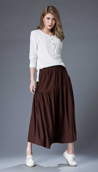 Midi summer casual Linen skirt   C856