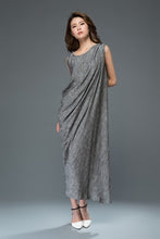 Load image into Gallery viewer, Linen Dress, gray linen dress, linen hip dress,  plus size dress, woman dress, linen dress for woman, party dress, linen dress woman (C923)
