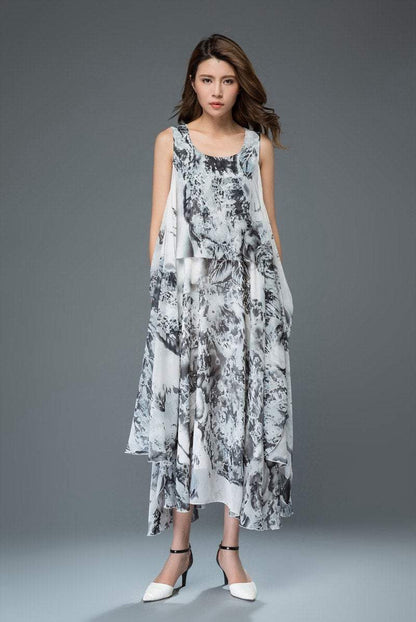 Swing printed summer chiffon dress C903