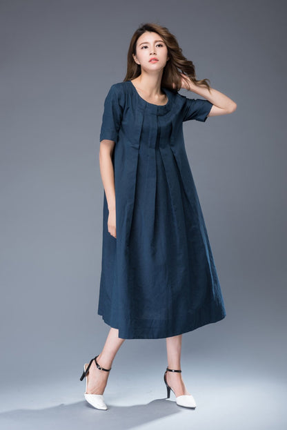 Linen Dress, linen tunic, tunic dress, linen dress midi, plus size linen tunic, linen womens clothing, loose linen tunic, casual dress C940