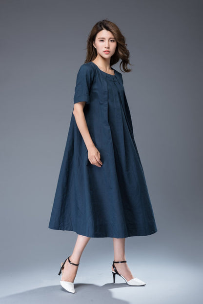 Linen Dress, linen tunic, tunic dress, linen dress midi, plus size linen tunic, linen womens clothing, loose linen tunic, casual dress C940
