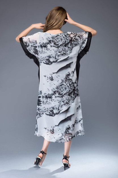 Casual print chiffon maxi dress C942