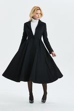 Load image into Gallery viewer, Women&#39;s Long Black Wool Coat C1338#
