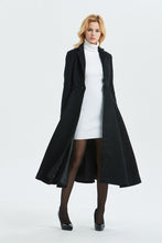 Load image into Gallery viewer, Women&#39;s Long Black Wool Coat C1338
