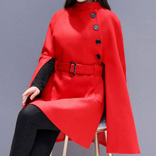 Load image into Gallery viewer, Oversized Wool Poncho Jacket, Winter Fall Short Cloak Coat  C2546
