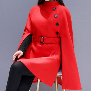 Oversized Wool Poncho Jacket, Winter Fall Short Cloak Coat  C2546